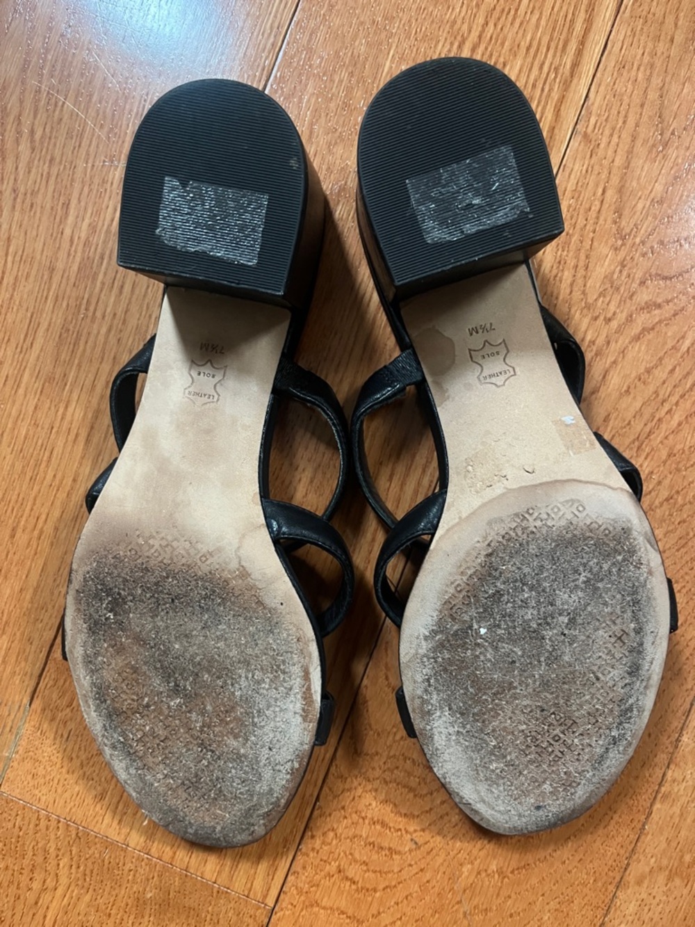 Tory Burch Black Leather Triple-Strap Block Heel Mules - Picture 4 of 4